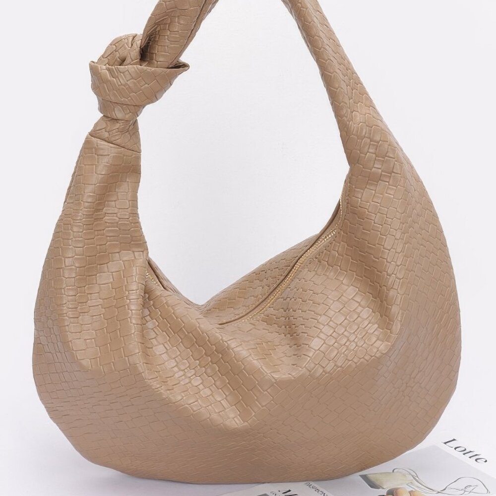 Embossed Faux Leather Big Hobo Bag